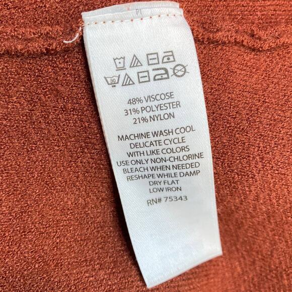 Adrienne Vitadini Brick Color Knitted Cardigan Preppy Waist Coat Pockets Small - Picture 6 of 6